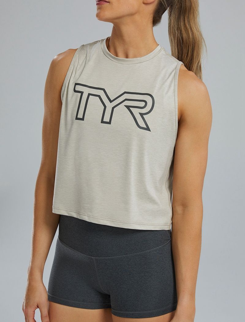 Debardeur Tyr Climadry? Cropped Tech Femme Taupe | 08058538UGY