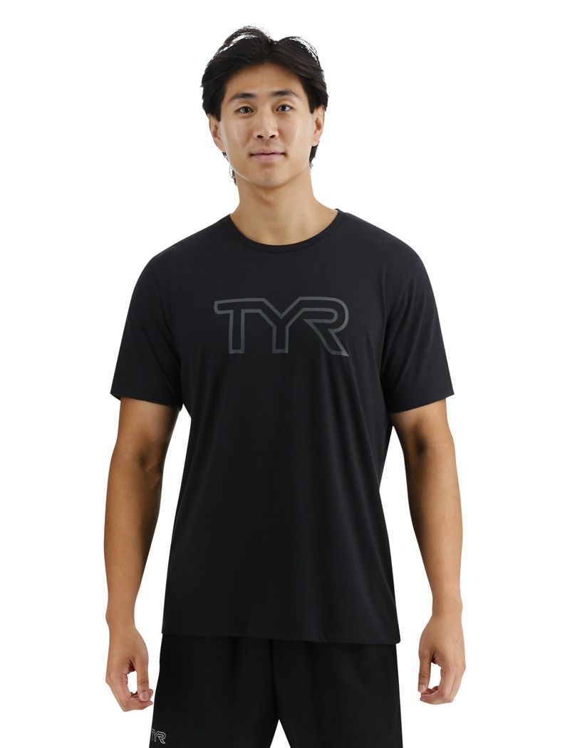 T-Shirt Tyr Ultrasoft Big Logo Tri-blend Tech Homme Noir | 86346779ALJ