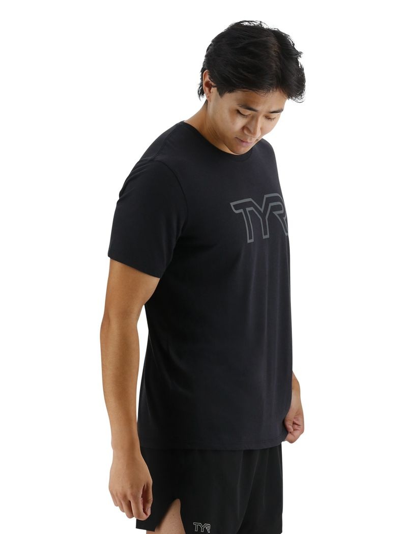 T-Shirt Tyr Ultrasoft Big Logo Tri-blend Tech Homme Noir | 86346779ALJ