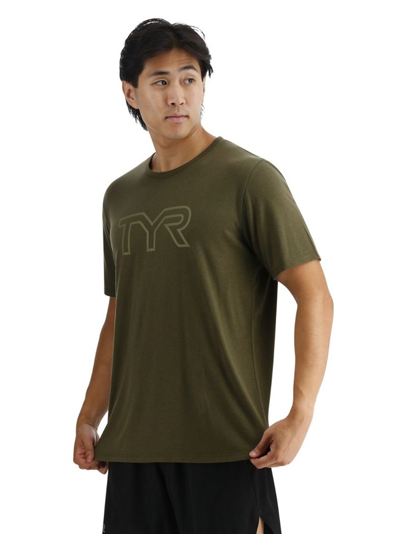 T-Shirt Tyr Ultrasoft Big Logo Tri-blend Tech Homme Vert Olive | 29996124VIR