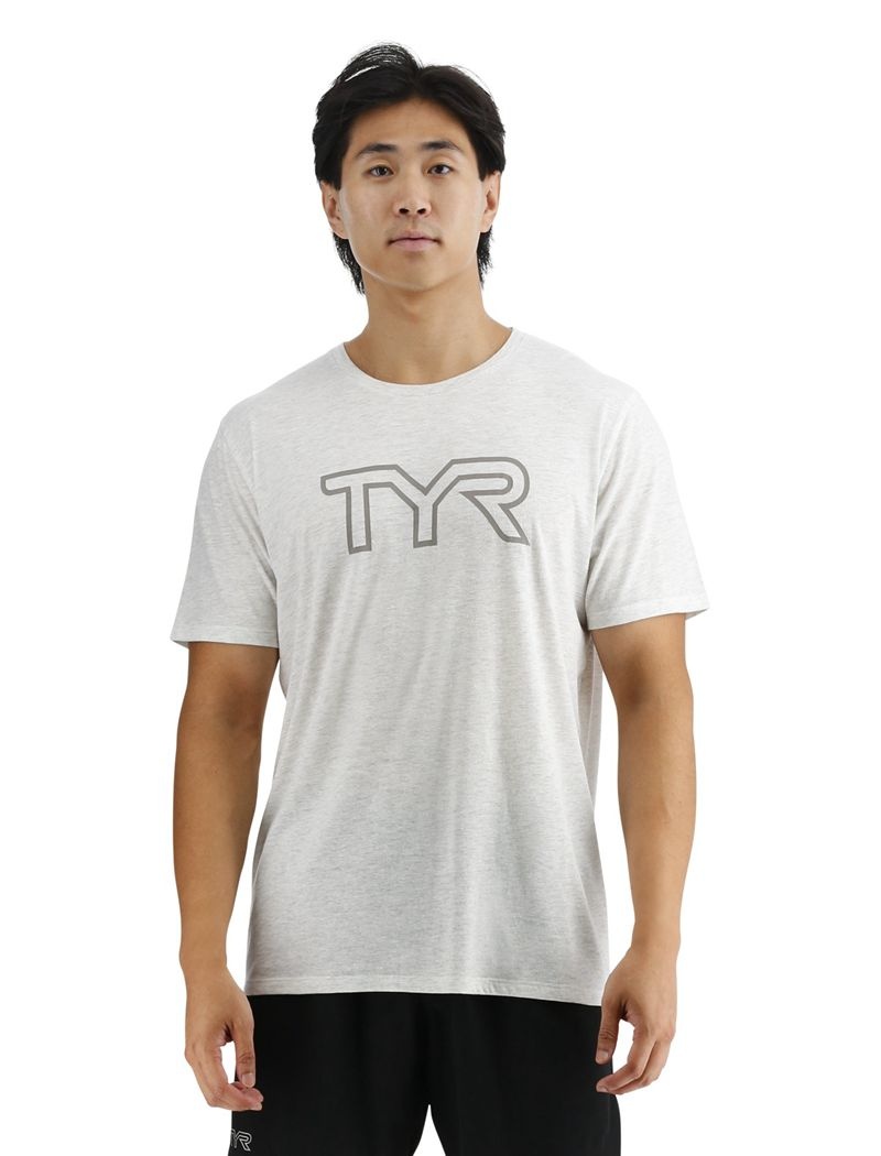 T-Shirt Tyr Ultrasoft Big Logo Tri-blend Tech Homme Grise Clair | 65032534CQW