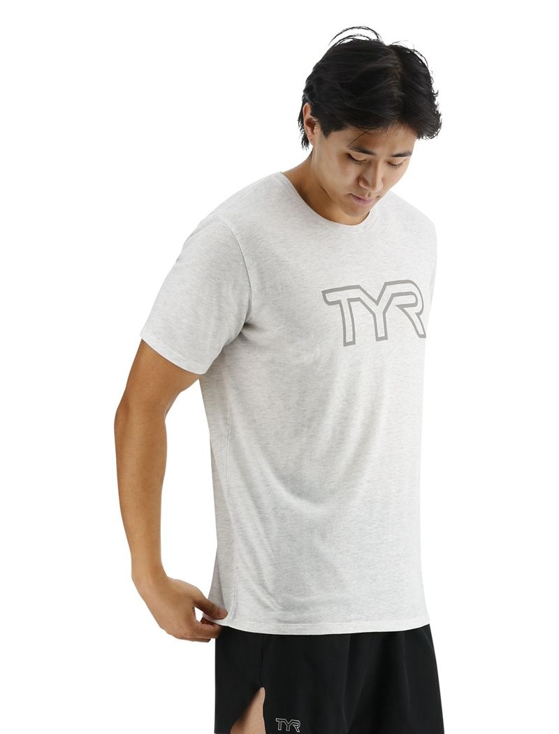 T-Shirt Tyr Ultrasoft Big Logo Tri-blend Tech Homme Grise Clair | 65032534CQW