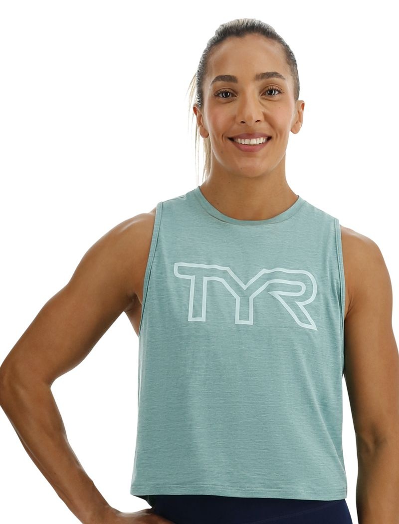 Debardeur Tyr Climadry? Cropped Tech Femme Turquoise Clair | 68958943LIS