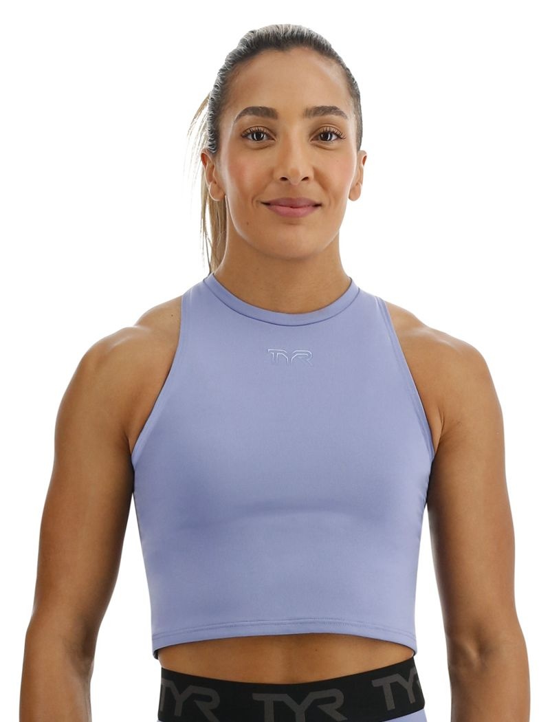 Debardeur Tyr Base Kinetic? Cropped High Neck Femme Bleu | 68707700KNM