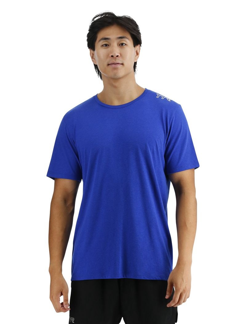 T-Shirt Tyr Ultrasoft Legere Tech Homme Bleu | 46880308LYJ