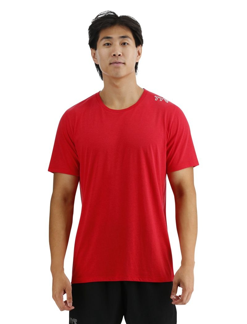 T-Shirt Tyr Ultrasoft Legere Tech Homme Rouge | 92501776DKJ