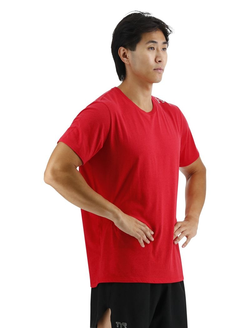 T-Shirt Tyr Ultrasoft Legere Tech Homme Rouge | 92501776DKJ