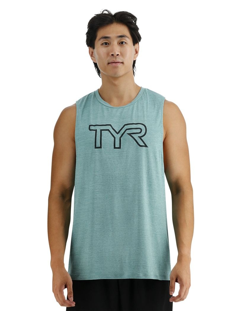 Debardeur Tyr Climadry? Big Logo Tech Homme Turquoise Clair | 90389934MSO