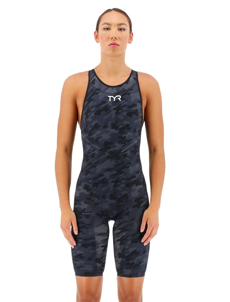 Maillot de Bain Tyr Venzo? Open Back Camo Femme Noir Camouflage | 12678985FUT