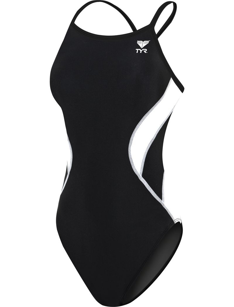 Maillot de Bain Tyr Tyreco? Diamondfit Splice Femme Noir Blanche | 13177560TGO