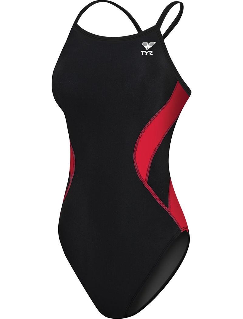 Maillot de Bain Tyr Tyreco? Diamondfit Splice Femme Noir Rouge | 99563443PLV