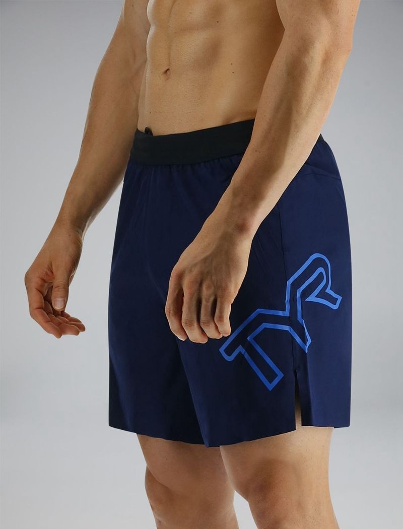 Short Tyr Hydrosphere? Unlined 7 Unbroken Big Logo Homme Bleu Marine | 65006497FUJ