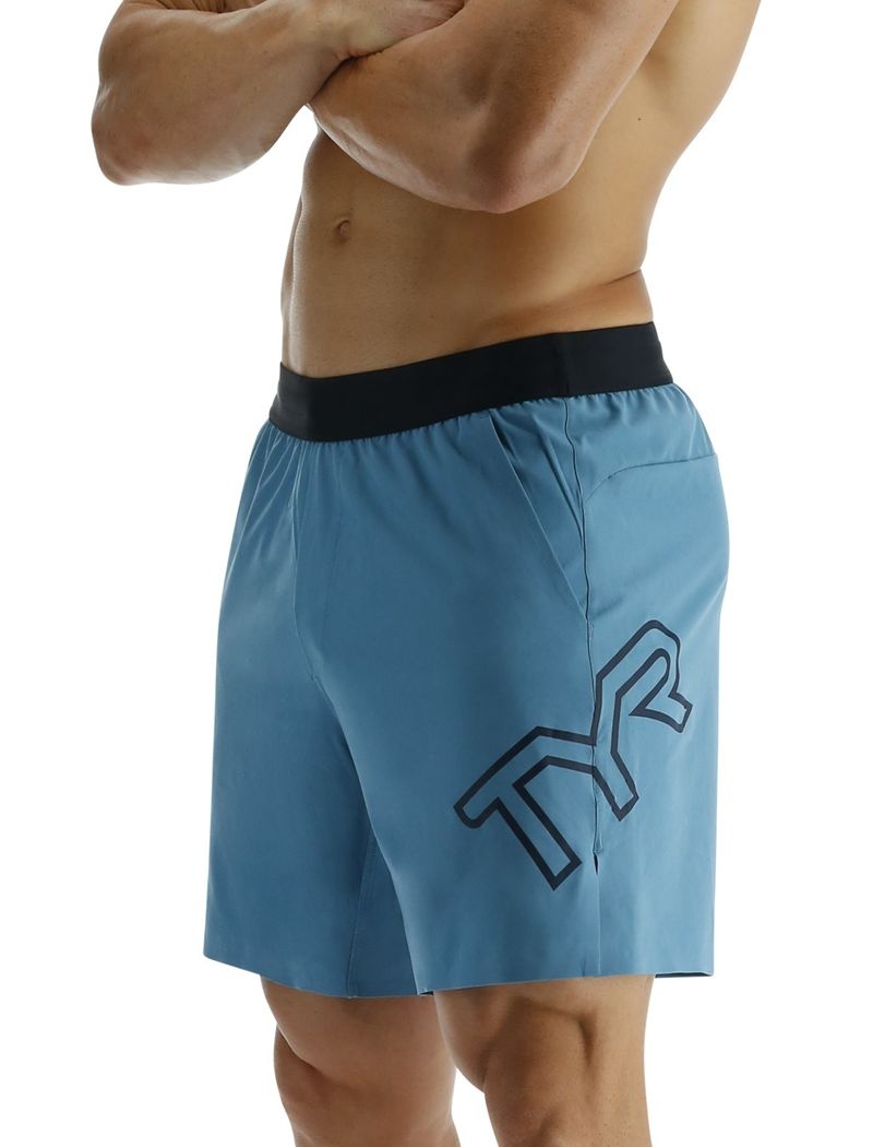 Short Tyr Hydrosphere? Unlined 7 Unbroken Big Logo Homme Bleu | 29749191XDL