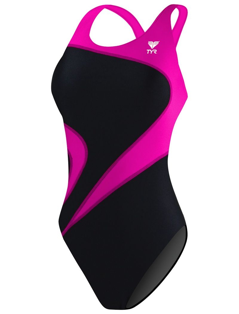 Maillot de Bain Tyr Tyreco? Alliance Maxfit T-splice Femme Noir Rose | 55326342EKC