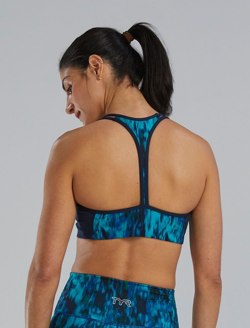 Soutien Gorge Sport Tyr Base Kinetic? Racerback Femme Bleu Vert | 01793360DBN