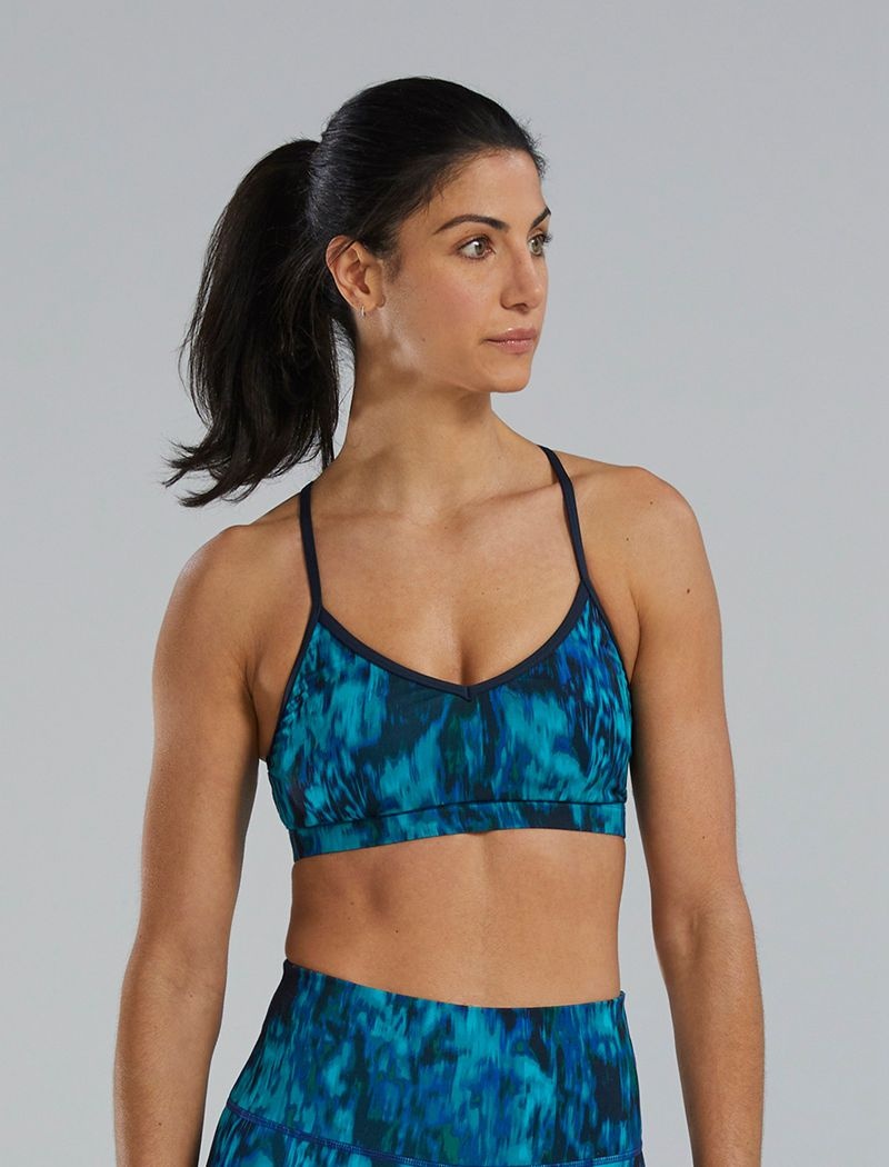 Soutien Gorge Sport Tyr Base Kinetic? V-neck Femme Bleu Vert | 71209426EGJ