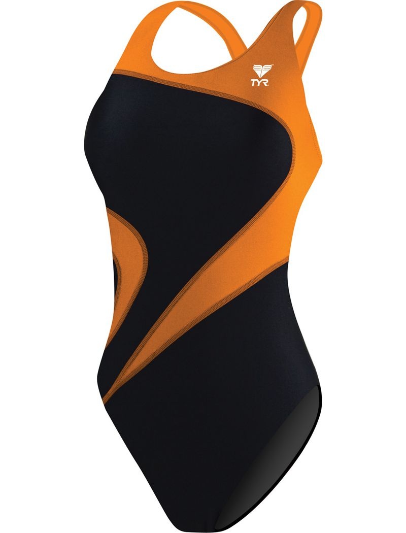 Maillot de Bain Tyr Tyreco? Maxfit T-splice Femme Noir Orange | 38039703OJG