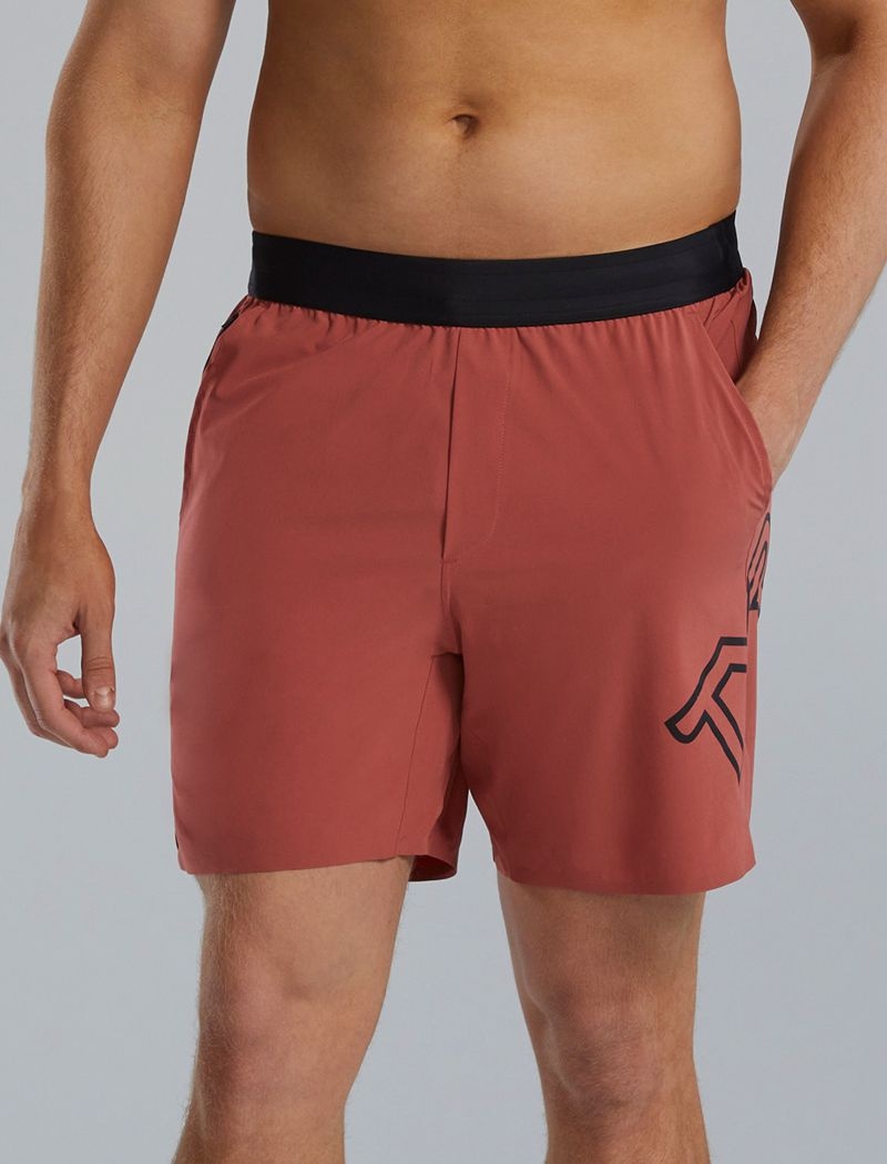 Short Tyr Hydrosphere? Unlined 7 Unbroken Big Logo Homme Rouge Marron | 50880542EDV