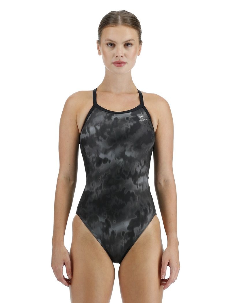 Maillot de Bain Tyr Durafast Elite? X Whoop Diamondfit Turbulent Femme Noir Grise | 60998954KEI