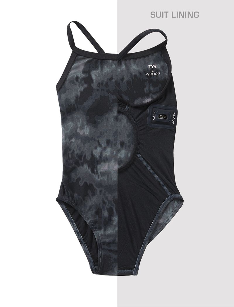 Maillot de Bain Tyr Durafast Elite? X Whoop Diamondfit Turbulent Femme Noir Grise | 60998954KEI