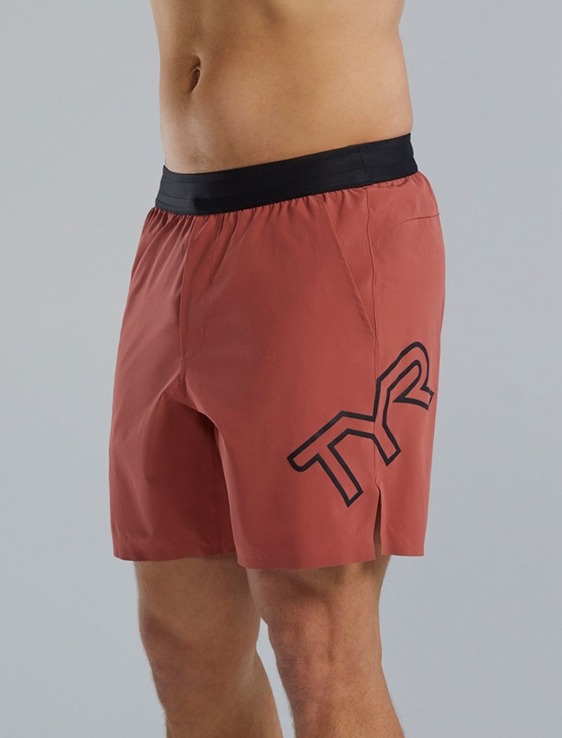 Short Tyr Hydrosphere? Unlined 7 Unbroken Big Logo Homme Rouge Marron | 50880542EDV