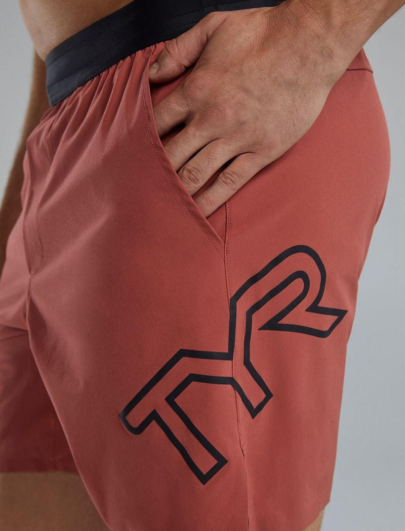 Short Tyr Hydrosphere? Unlined 7 Unbroken Big Logo Homme Rouge Marron | 50880542EDV