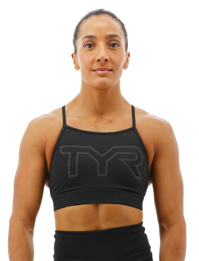 Soutien Gorge Sport Tyr Base Kinetic? High Neck Big Logo Femme Noir | 78370784QME