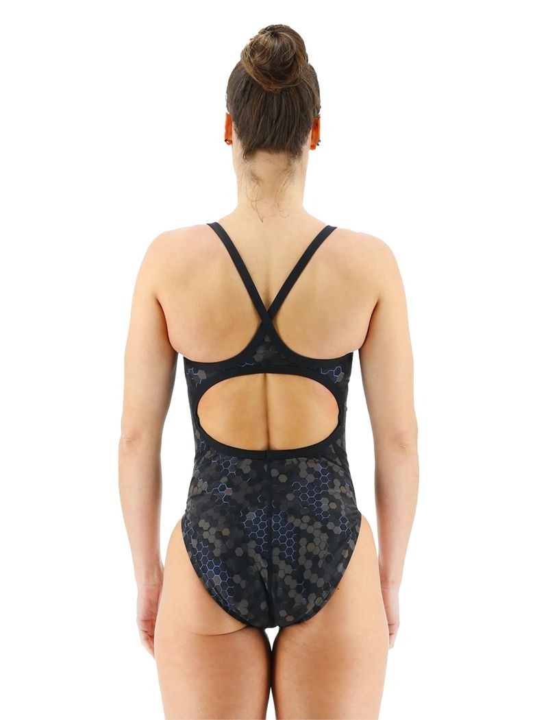 Maillot de Bain Tyr Durafast Elite? Diamond Controlfit Carbon Hex Femme Noir Bleu Foncé | 03732660CTF