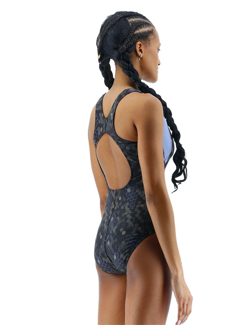 Maillot de Bain Tyr Durafast Elite? Max Splice Controlfit Carbon Hex Femme Noir Bleu | 62665724BUZ