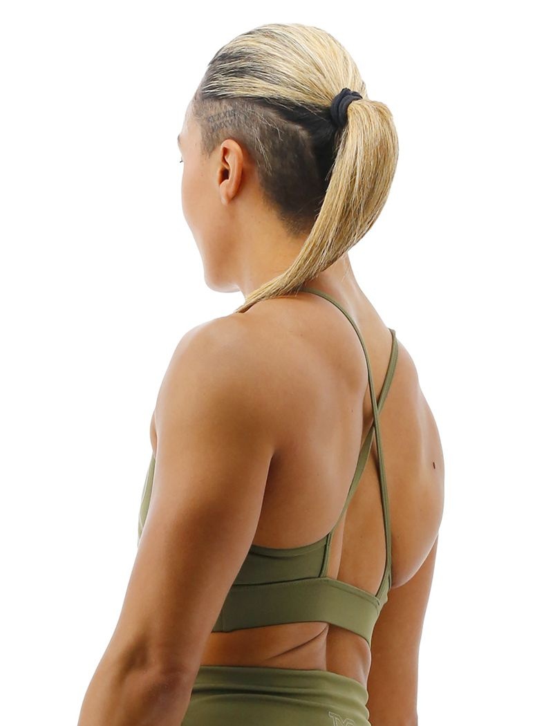 Soutien Gorge Sport Tyr Base Kinetic? High Neck Big Logo Femme Vert Olive | 35236873JYO